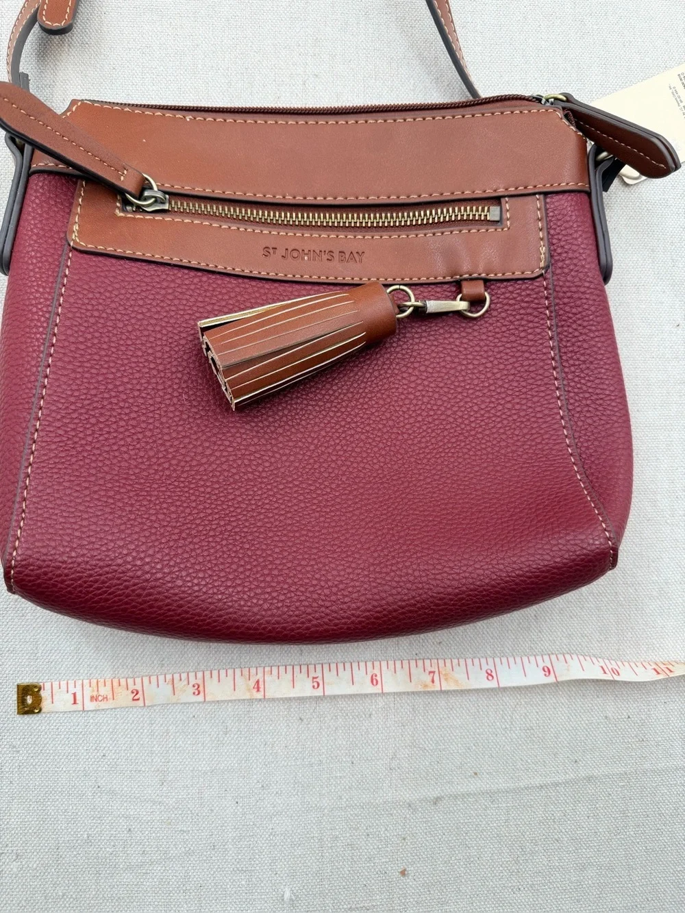 NWT St. John's Bay Women's Burgundy and Brown Crossbody Bag